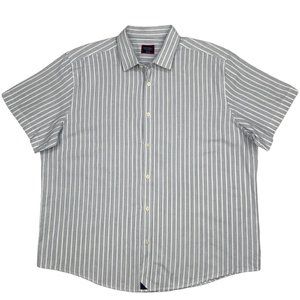 UnTuckit Rutherford Shirt 2XL XXL Gray Striped Short Sleeve Cotton Button Front